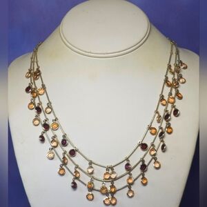 Anne Klein Triple Strand Necklace w/ Colored Stones